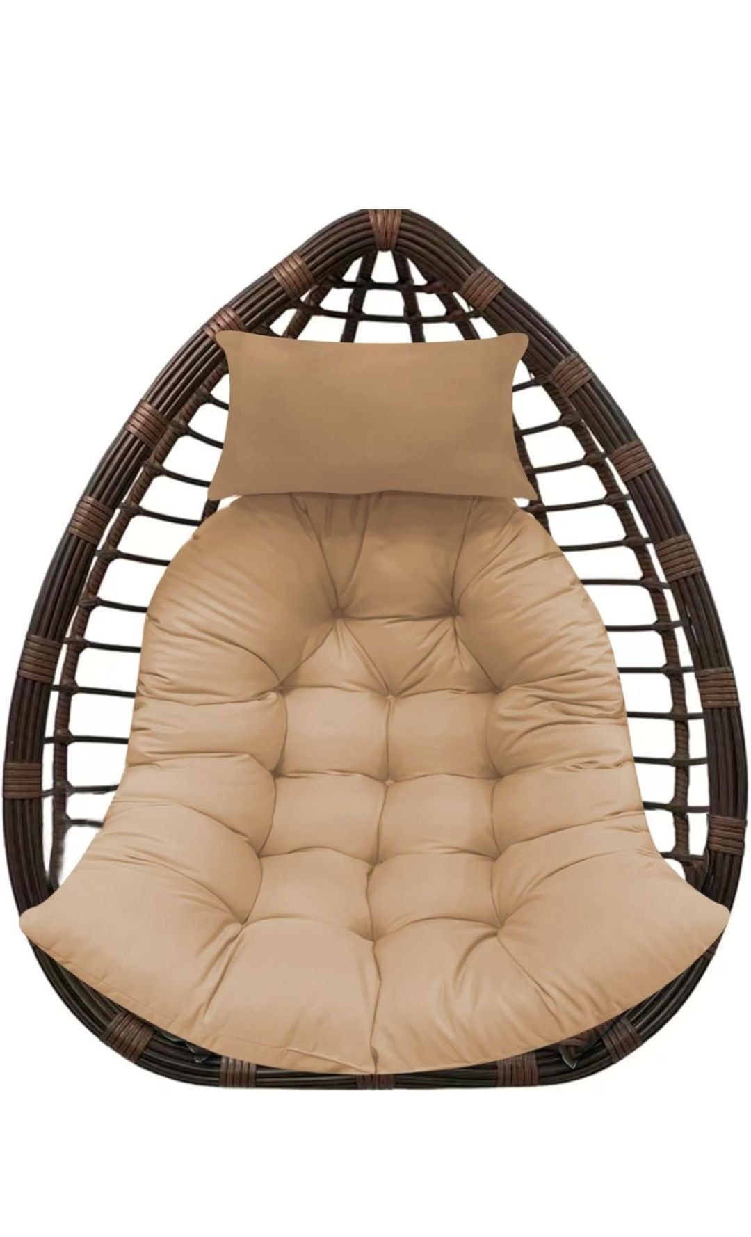 Thicken Hanging Basket Seat Cushion with Headrest, Hammock Swing Chair Cushions, Soft Egg Patio Chair Cushion with High Elasticity PP Cotton, for Indoor and Outdoor Garden Offices (NO CHAIR)