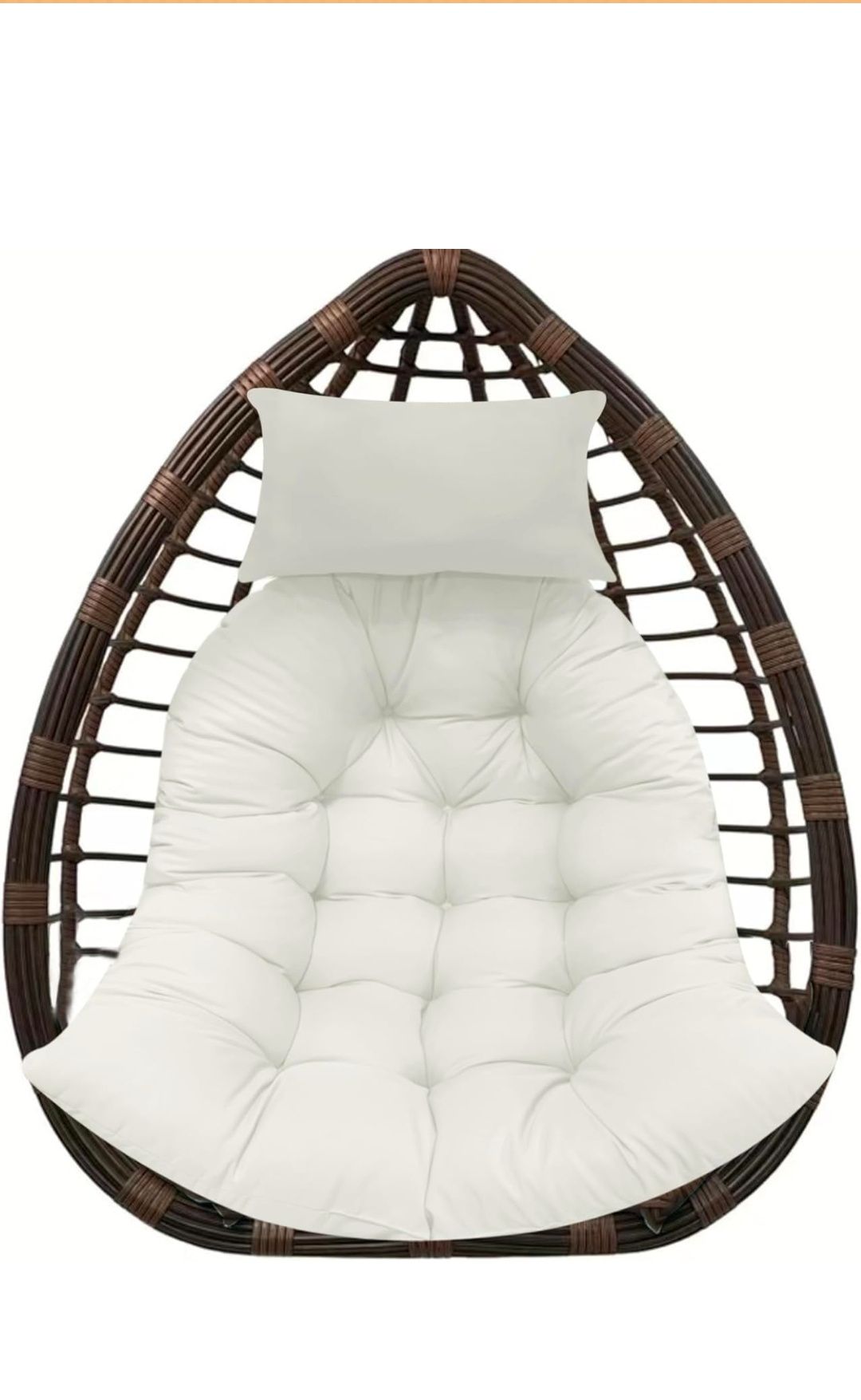 Thicken Hanging Basket Seat Cushion with Headrest, Hammock Swing Chair Cushions, Soft Egg Patio Chair Cushion with High Elasticity PP Cotton, for Indoor and Outdoor Garden Offices (NO CHAIR)