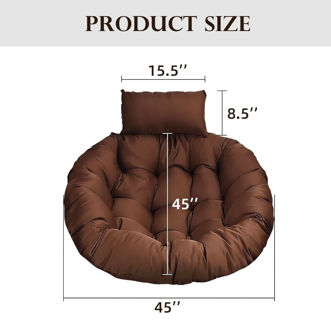 Outdoor Swing Egg Chair Cushion Non Slip Thicken Papasan Chair Cushions with Ties With Headrest Pillow.(NO CHAIR)