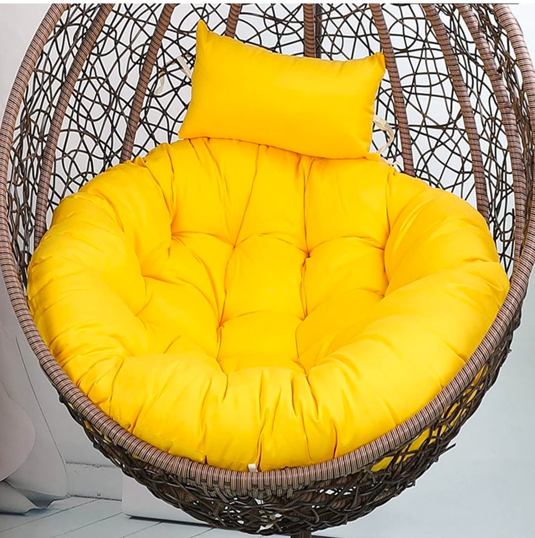 Outdoor Swing Egg Chair Cushion Non Slip Thicken Papasan Chair Cushions with Ties With Headrest Pillow.(NO CHAIR)