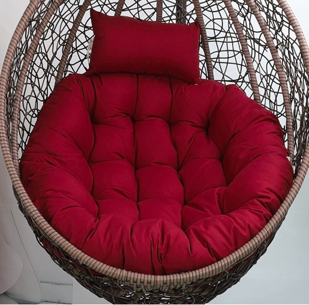 Outdoor Swing Egg Chair Cushion Non Slip Thicken Papasan Chair Cushions with Ties With Headrest Pillow.(NO CHAIR)