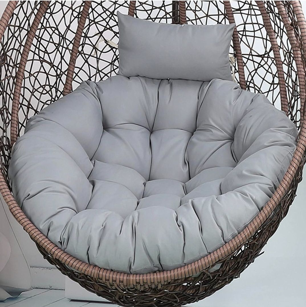 Outdoor Swing Egg Chair Cushion Non Slip Thicken Papasan Chair Cushions with Ties With Headrest Pillow.(NO CHAIR)