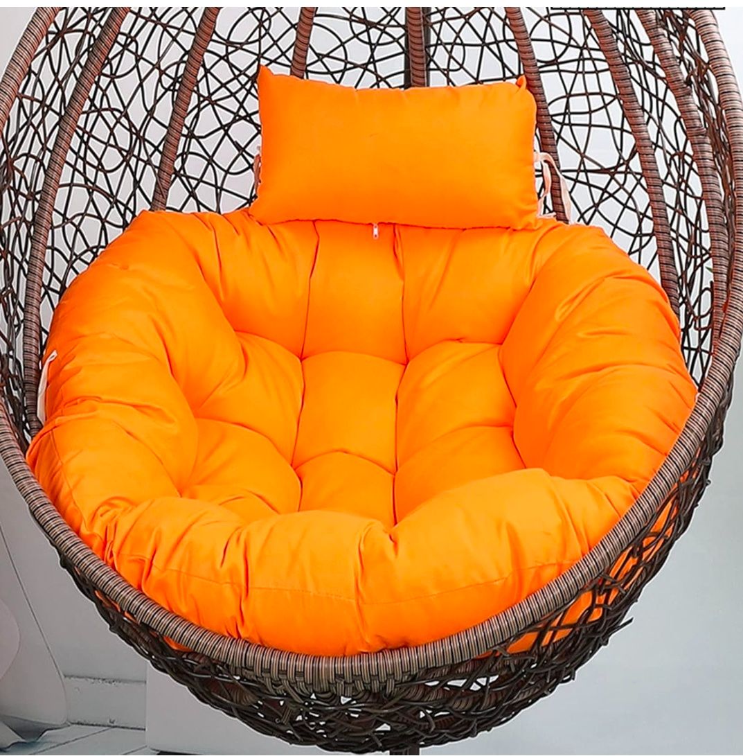 Outdoor Swing Egg Chair Cushion Non Slip Thicken Papasan Chair Cushions with Ties With Headrest Pillow.(NO CHAIR)