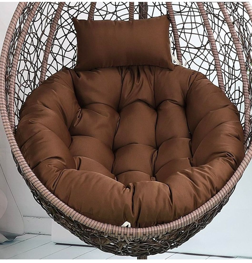 Outdoor Swing Egg Chair Cushion Non Slip Thicken Papasan Chair Cushions with Ties With Headrest Pillow.(NO CHAIR)