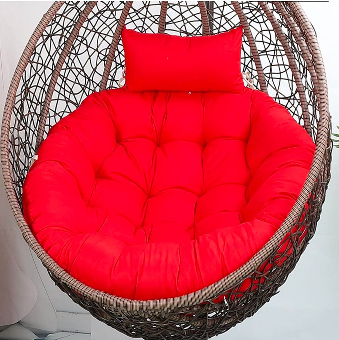 Outdoor Swing Egg Chair Cushion Non Slip Thicken Papasan Chair Cushions with Ties With Headrest Pillow.(NO CHAIR)