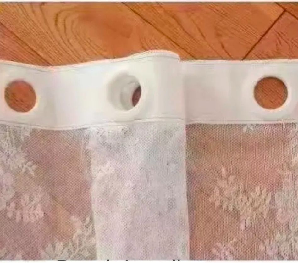 2pcs white Sheer Curtains - Ring Top Window Curtains Basket Semi Shading Living Room Bedroom Decoration Curtain