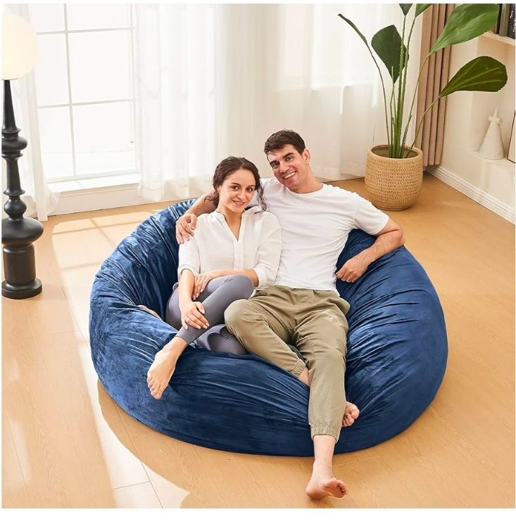 Bean Bag Chairs for Adults - Memory Foam Furniture BeanBag Chair - Kids/Teens Sofa with Soft Micro Fiber Cover - Round Fluffy Couch for Living Room Bedroom College Dorm - 4 ft,