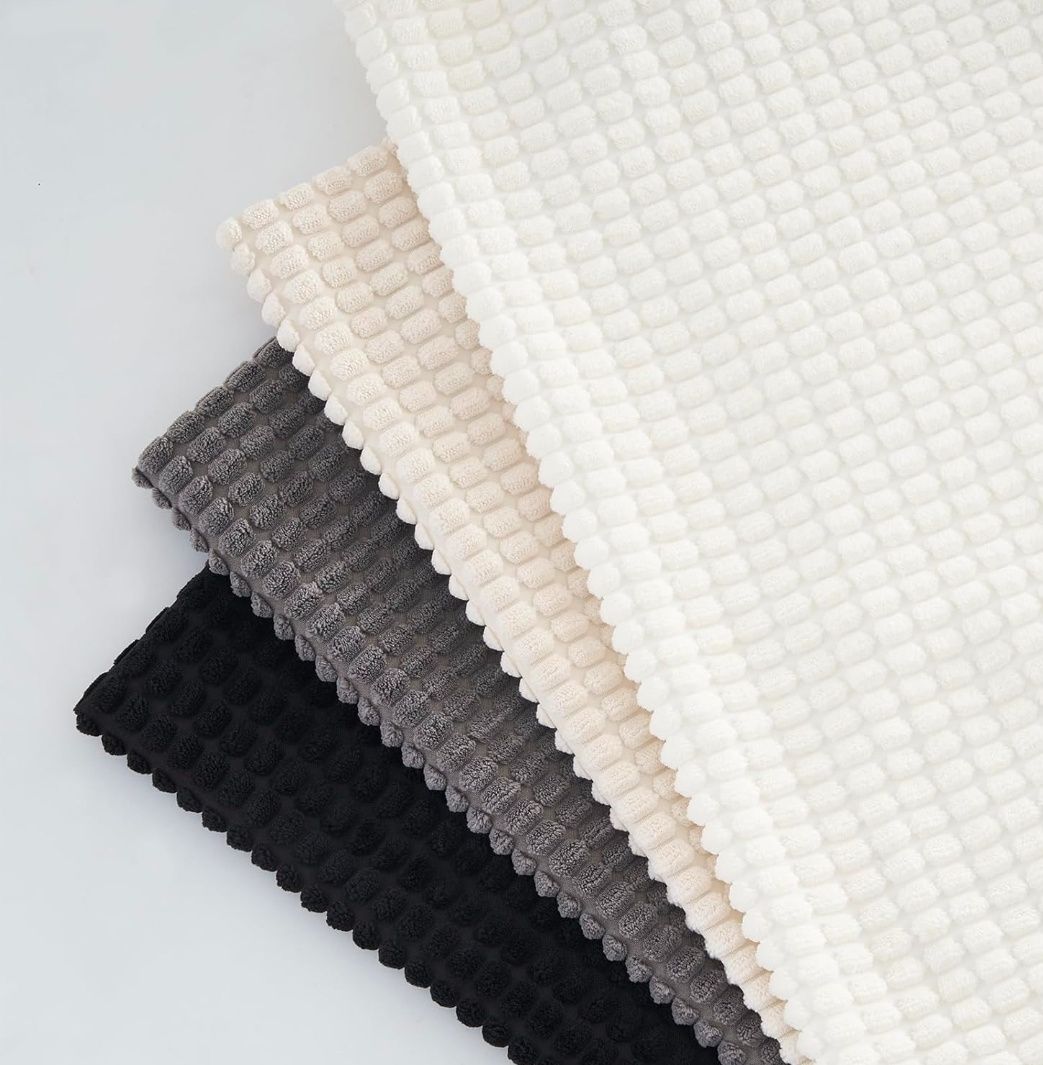 Black and White Couch Pillow Covers for Living Room 45x45 cm Set of 4,Mid Century Modern White Neutral Corduroy Corn Throw Pillows,Rustic Square Bench Chair Cushion(18 Inch/Dark Gray)