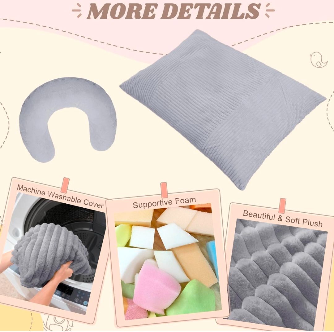 Giant Bean Bag Chair for Adults with Pillow, 4 in 1 Convertible Floor Cushion for Adluts, Memory Foamed Bean Bag Lounger with Washable Cover for Living Room, Bedroom