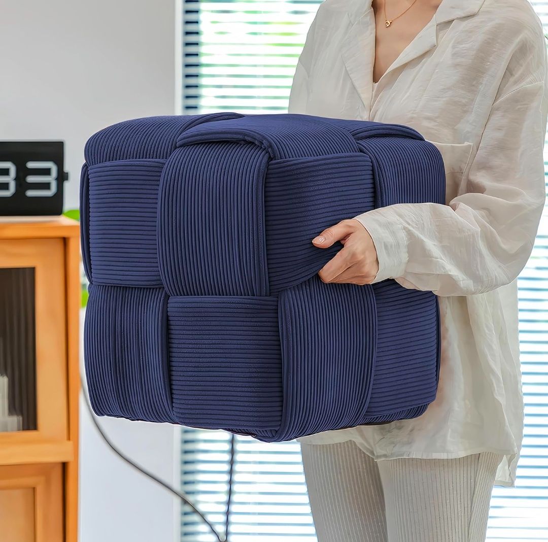 Ottoman Foot Rest Soft and Comfortable Ottoman Square Corduroy Woven Design Sofa Stool