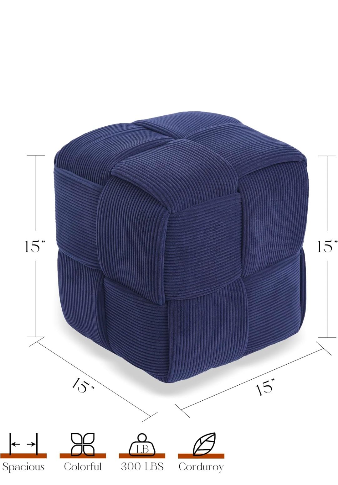 Ottoman Foot Rest Soft and Comfortable Ottoman Square Corduroy Woven Design Sofa Stool