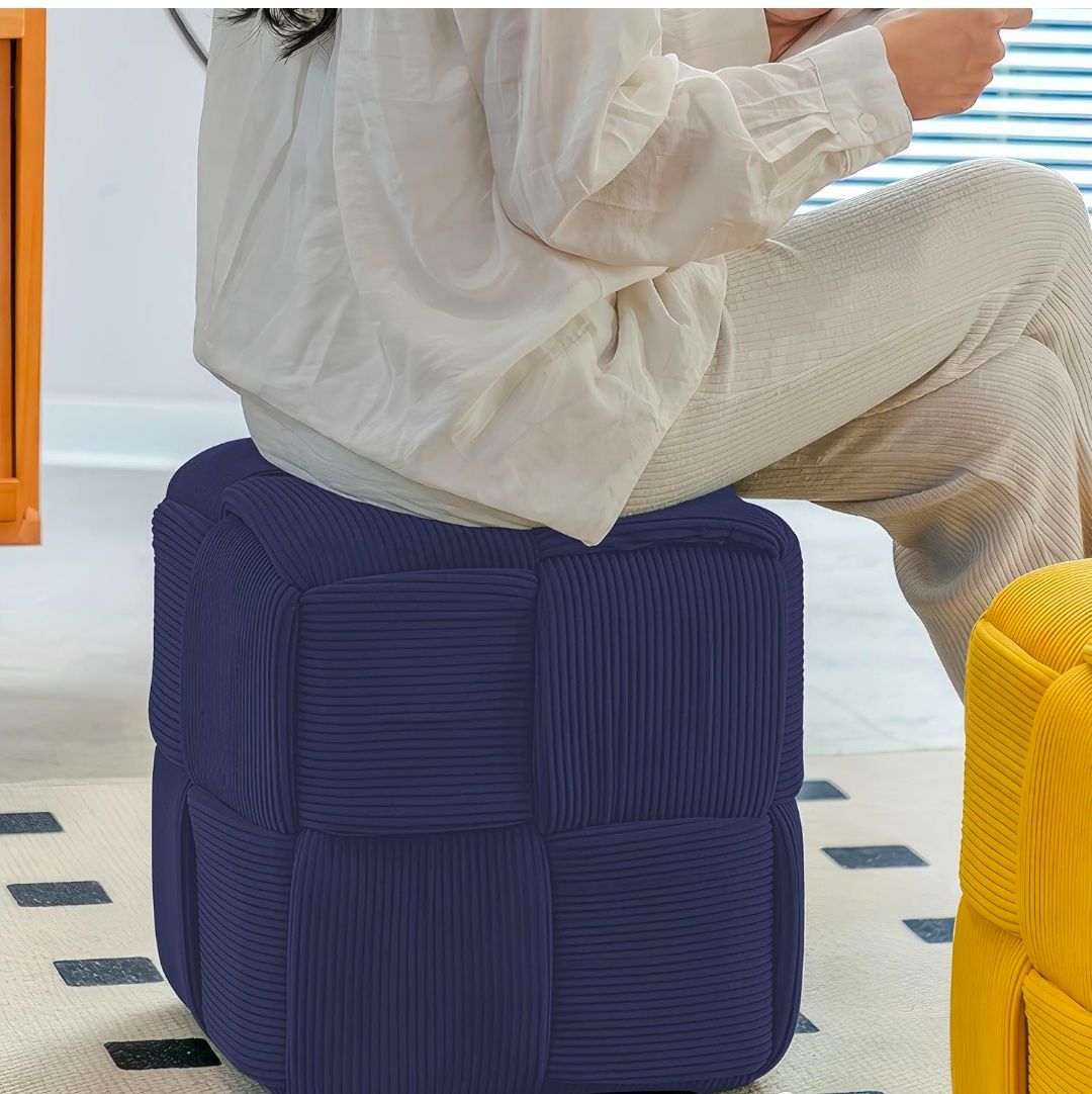 Ottoman Foot Rest Soft and Comfortable Ottoman Square Corduroy Woven Design Sofa Stool