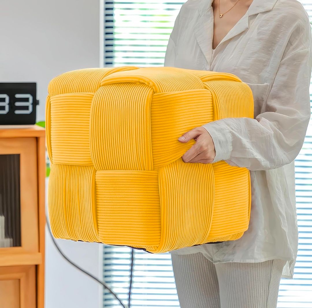 Ottoman Foot Rest Soft and Comfortable Ottoman Square Corduroy Woven Design Sofa Stool