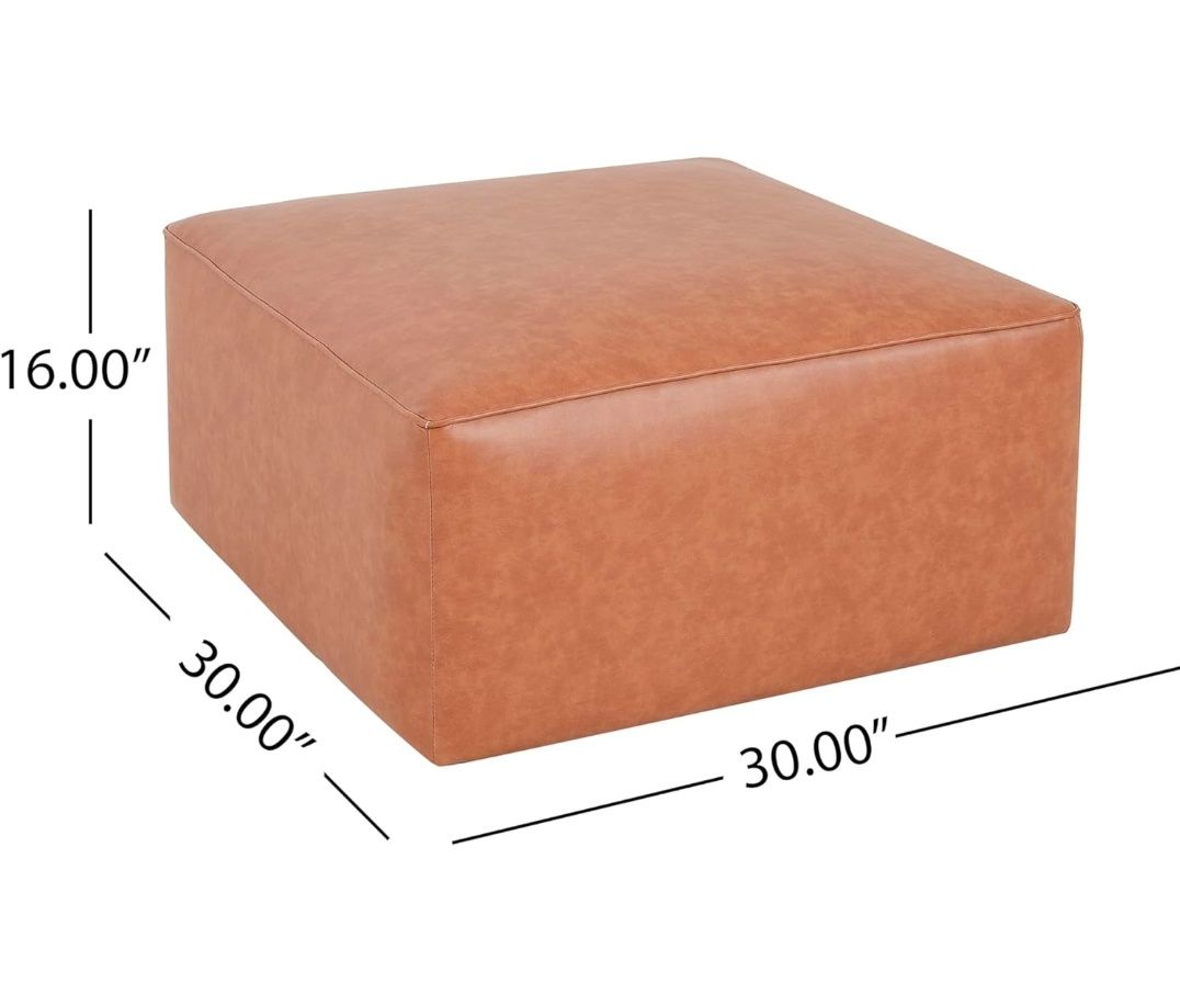 Home Faux Leather Ottoman Footstool, Square Pouf Poufee Footrest Ottoman Large Seat, Modern Side Table for Living Room Bedroom Home Decor Gifts,Size: 30"