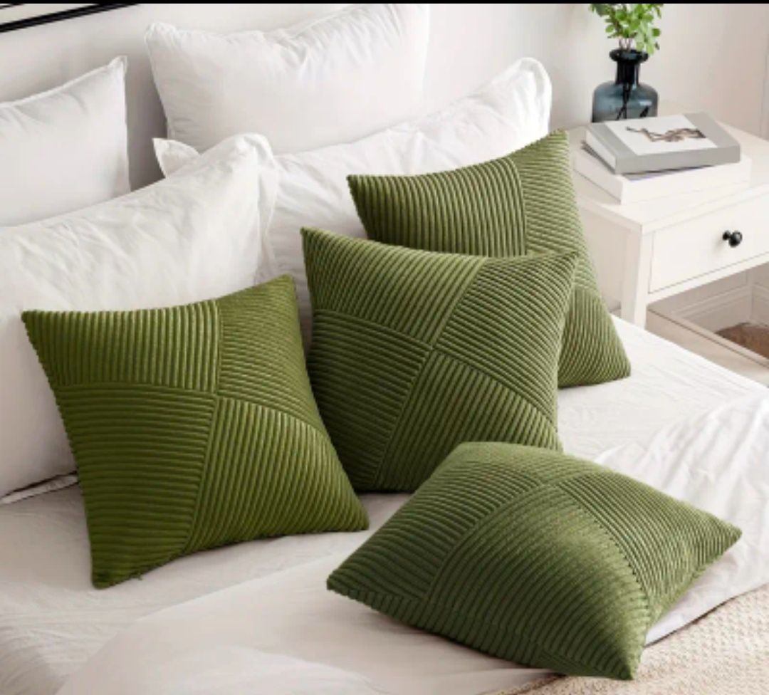 4Pack Modern Geometric Corduroy Throw Pillow Covers – Soft Decorative Cushion Covers for Sofa & Bed