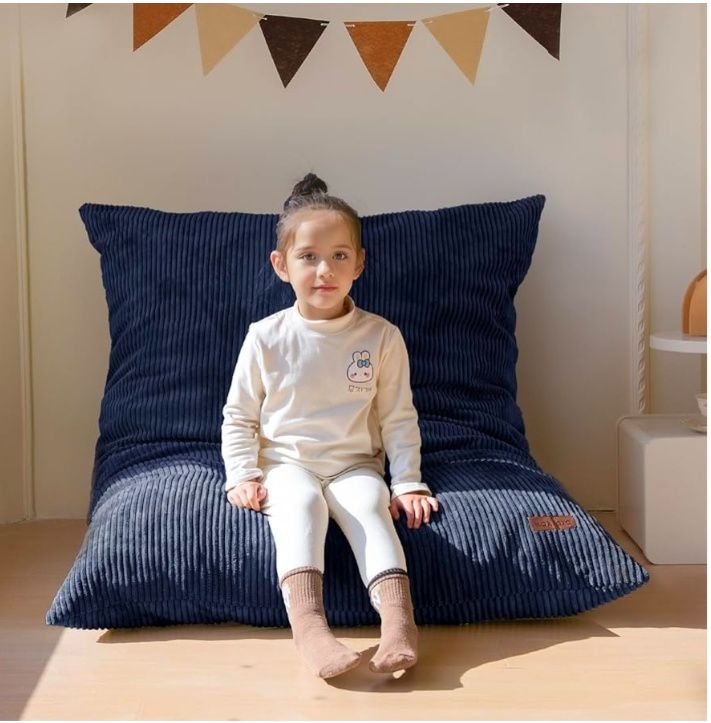 3 in 1 Kids Bean Bag Chair Bed, Convertible Chair Folds from Bean Bag to Lounger, Child Floor Sofa for Gaming, Reading, Floor Mattress with High-Density Foam Filling