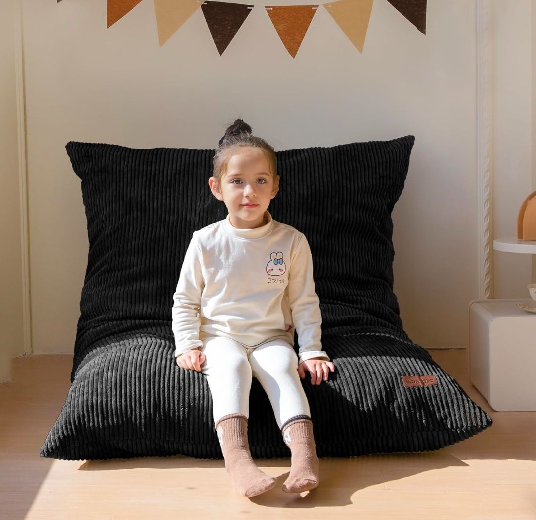 3 in 1 Kids Bean Bag Chair Bed, Convertible Chair Folds from Bean Bag to Lounger, Child Floor Sofa for Gaming, Reading, Floor Mattress with High-Density Foam Filling