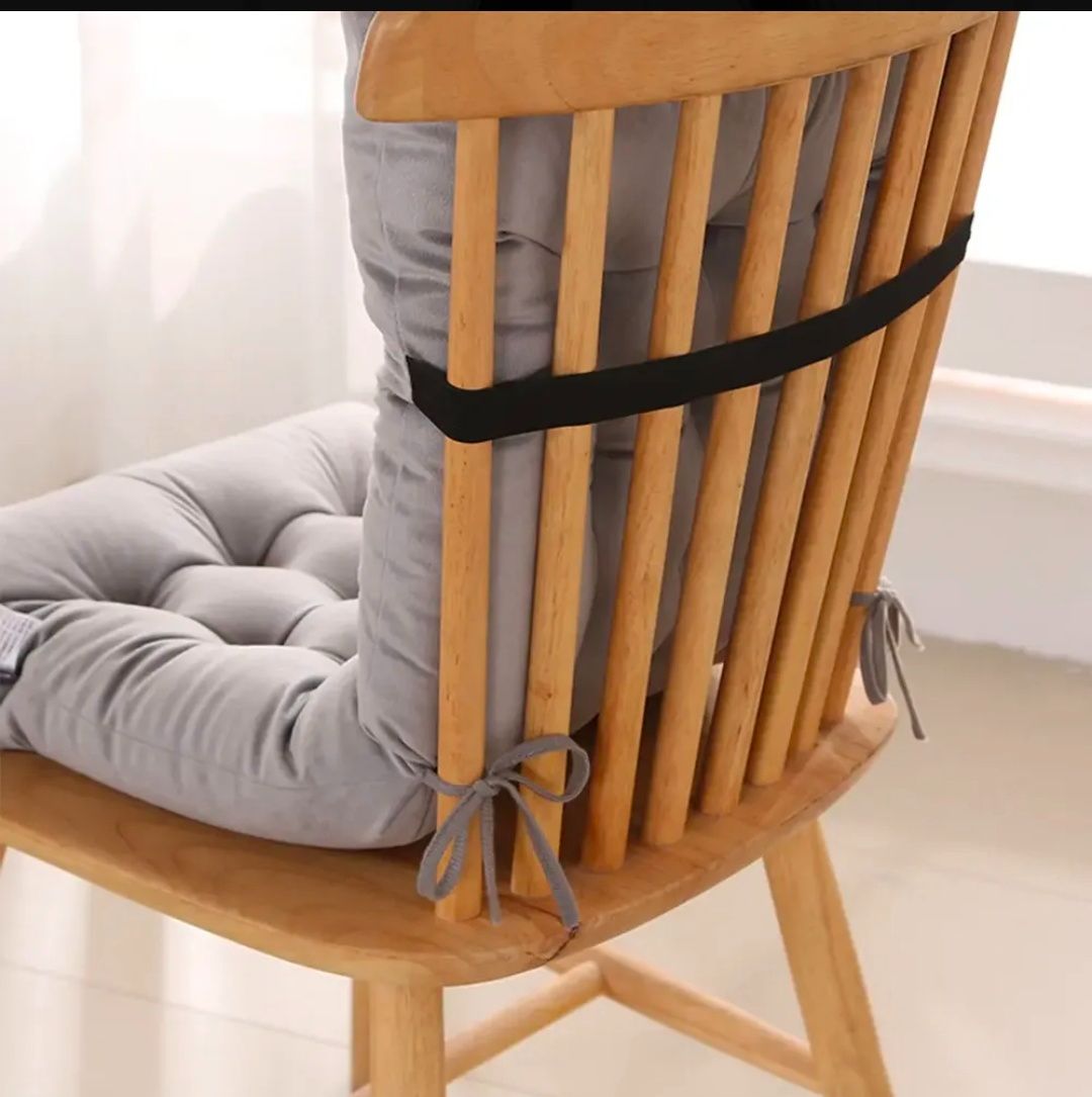 Tufted Grey Chair Cushion with Back Support – Soft, Comfortable & Non-Slip(NO CHAIR)