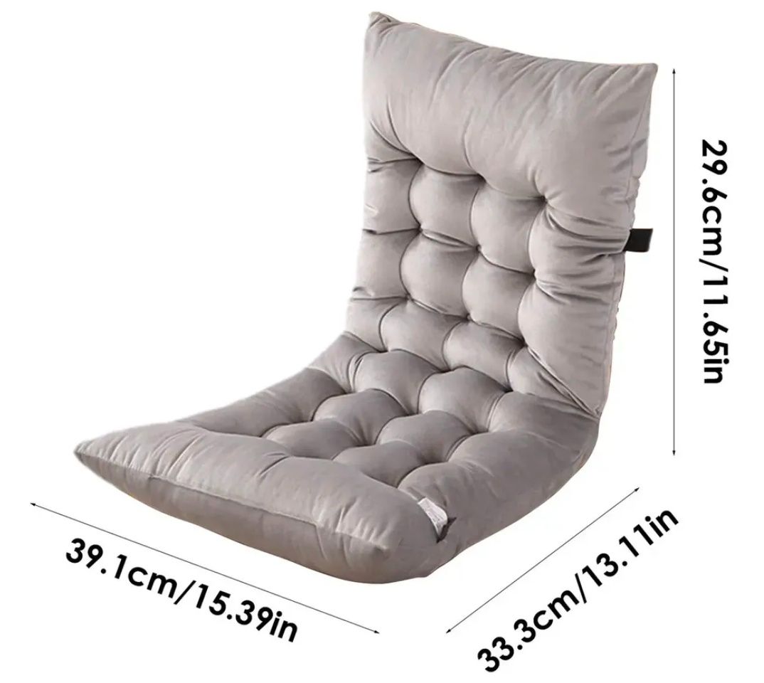 Tufted Grey Chair Cushion with Back Support – Soft, Comfortable & Non-Slip(NO CHAIR)
