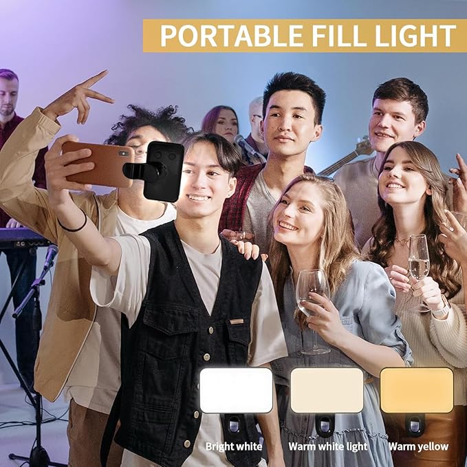 PREMIUM LED Selfie Light, LED Selfie Light with Front & Back Phone Clip, with 3 Lighting Mode, Portable Phone Ring Light for Makeup, Selfie, Vlog, Video Conference, for Phone, iPad, Camera, Laptop