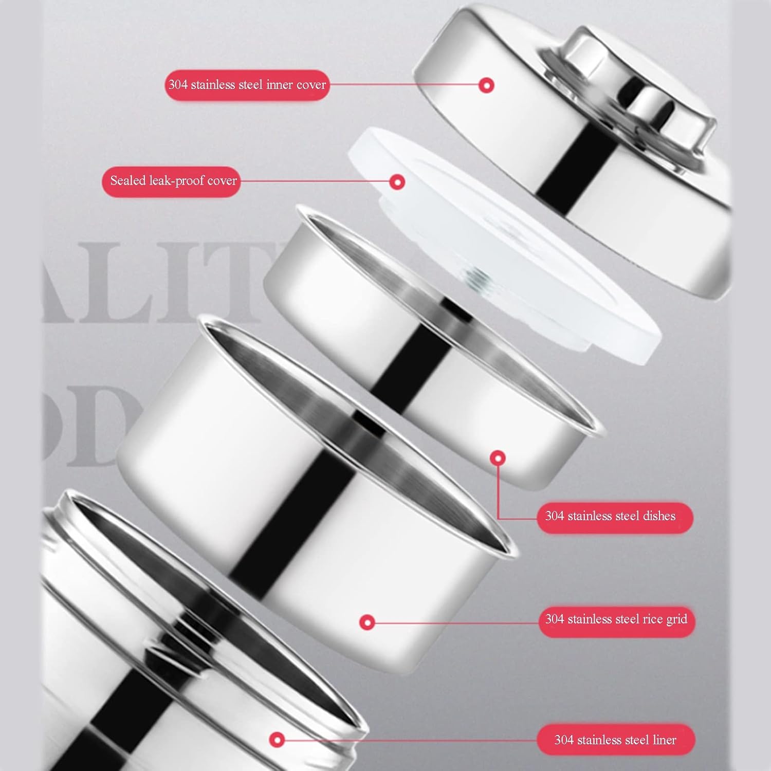 PREMIUM James Pot 2ltrs Food Flask Insulation Lunch Box, Stackable Insulation Insulation Compartment Lunch Box Portable Stainless Steel Pot Insulation Bucket Lunch