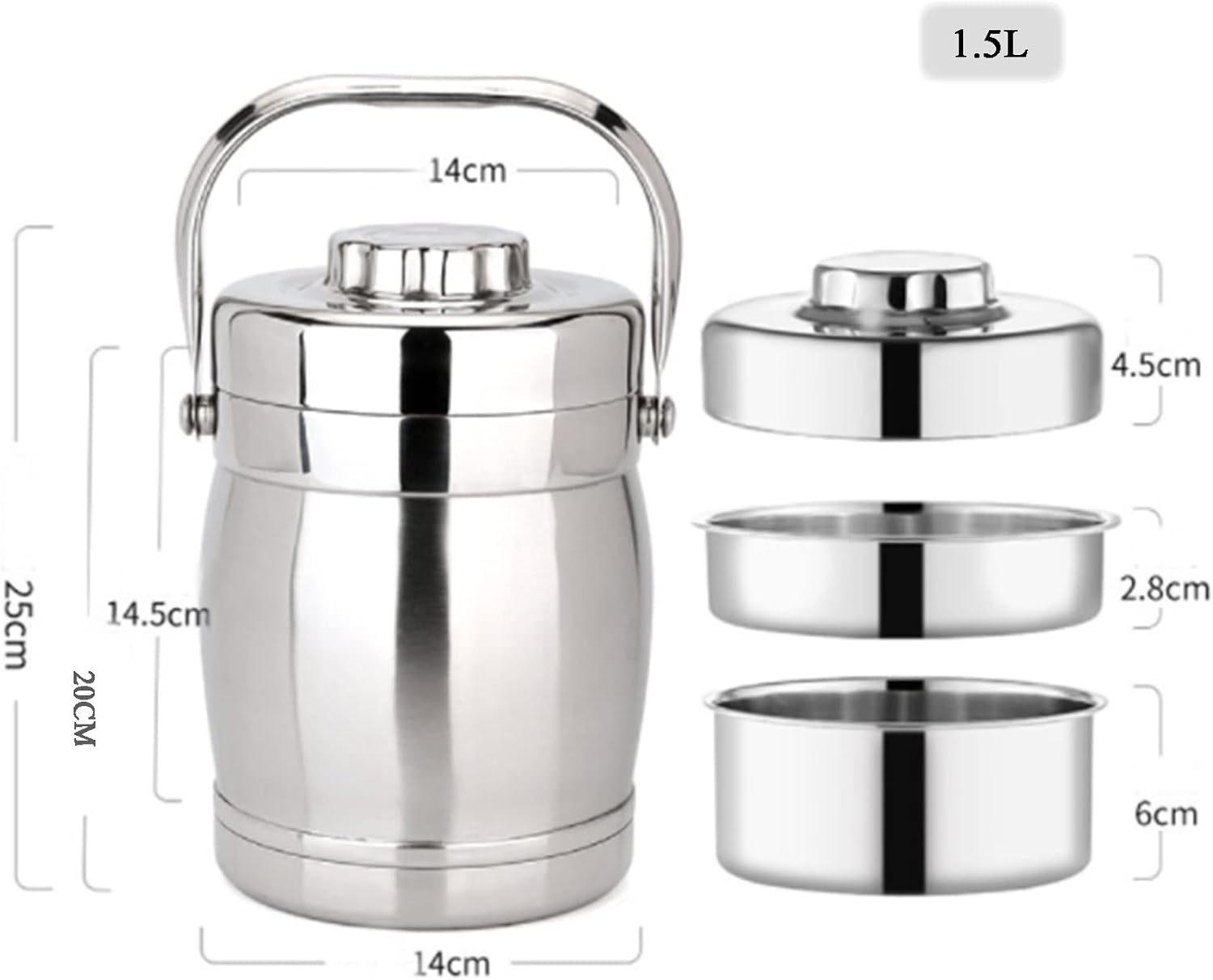 PREMIUM James Pot 2ltrs Food Flask Insulation Lunch Box, Stackable Insulation Insulation Compartment Lunch Box Portable Stainless Steel Pot Insulation Bucket Lunch