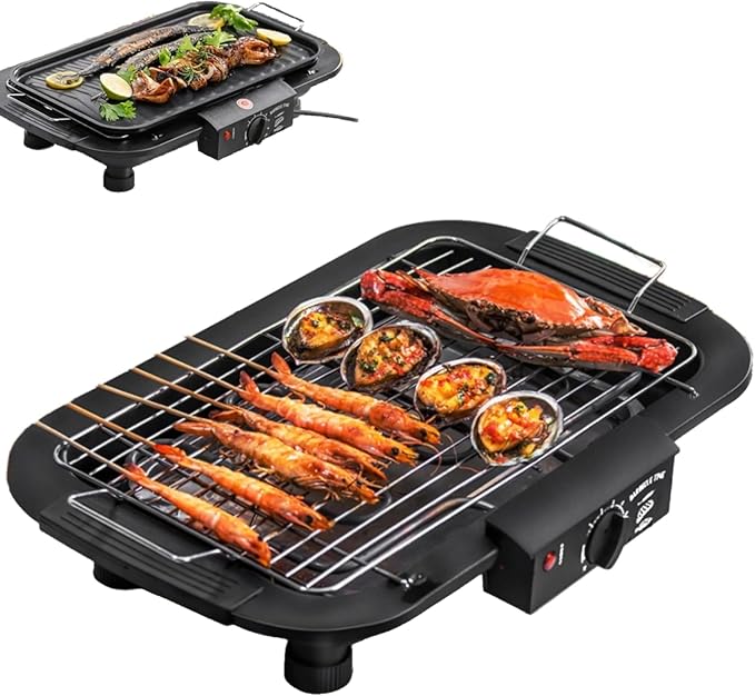 PREMIUM Electric barbecue gril non-stick barbecue machine 5-level adjustable 2000W household electric barbecue grill camping-cooking and barbecue grill-indoor barbecue gril