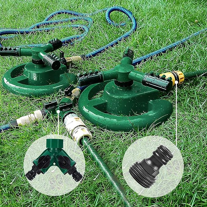 ESSENTIAL 3 Arm Garden Sprinkler Gardening Watering System Tools Garden Sprinkler Automatic Watering Lawn Lawn 360 Degree Rotating Sprinkler 3 Nozzles Three Arm Garden Irrigation System