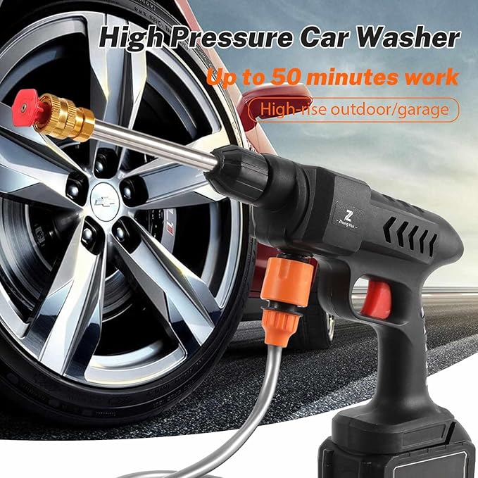 PREMIUM *Wireless Car Wash Spray Gun Machine with Portable 2 Lithium Battery*96V Battery Pressure Washer, Portable High Pressure Water Gun