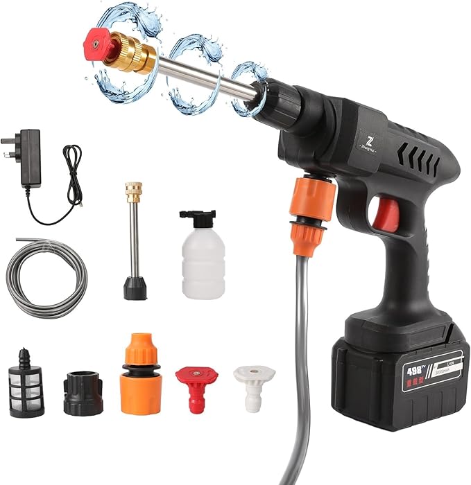 PREMIUM *Wireless Car Wash Spray Gun Machine with Portable 2 Lithium Battery*96V Battery Pressure Washer, Portable High Pressure Water Gun