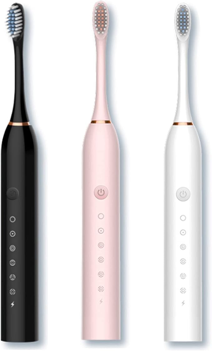 LUXURY Sonic Electric Toothbrush 3 Brush Heads for Adults IPX7 Waterproof 6 Modes Rechargeable with 4 Replacement Heads