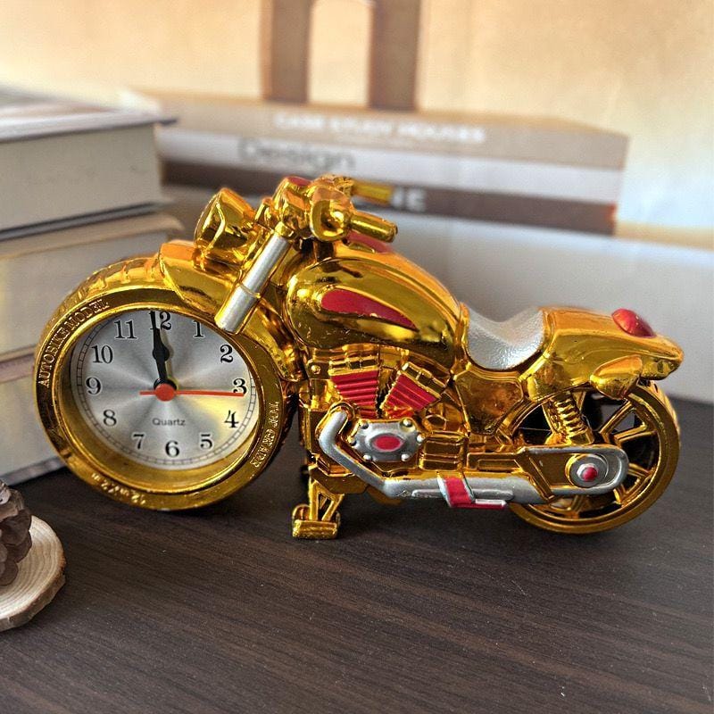 LUXURY Retro Motorcycle Alarm Clock Vintage Metal Desk Clock, Retro Motorcycle Art Decor Clock, Unique Table Timepiece for Desktop Decoration