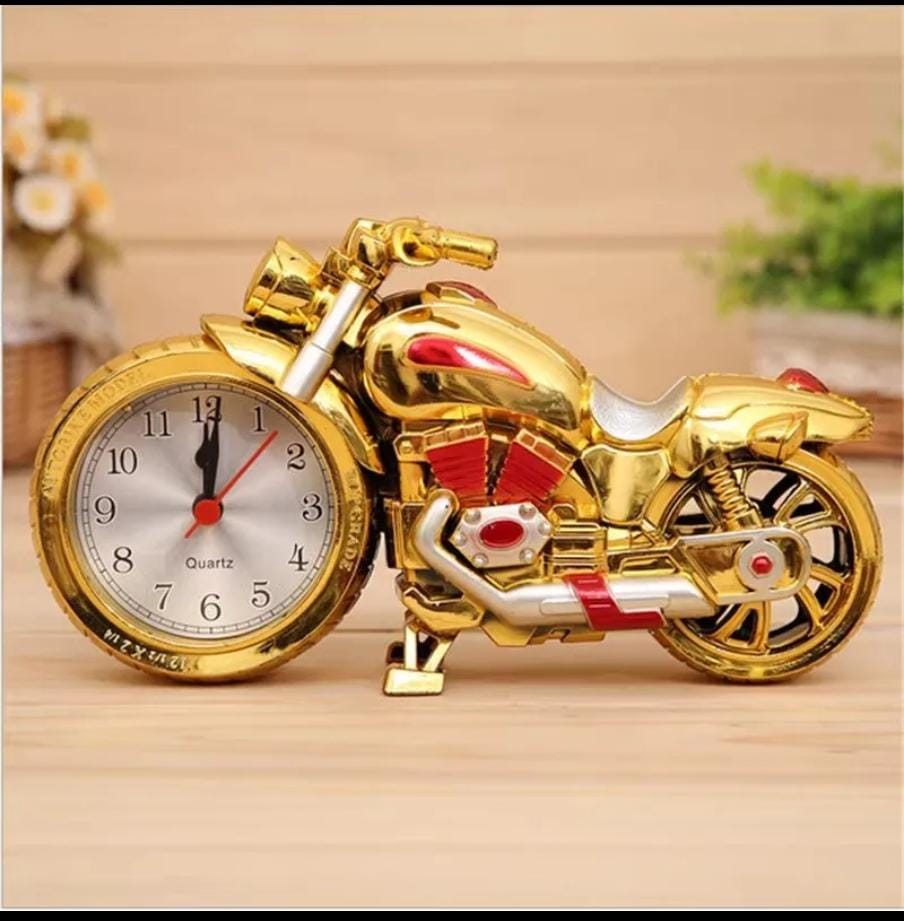 LUXURY Retro Motorcycle Alarm Clock Vintage Metal Desk Clock, Retro Motorcycle Art Decor Clock, Unique Table Timepiece for Desktop Decoration