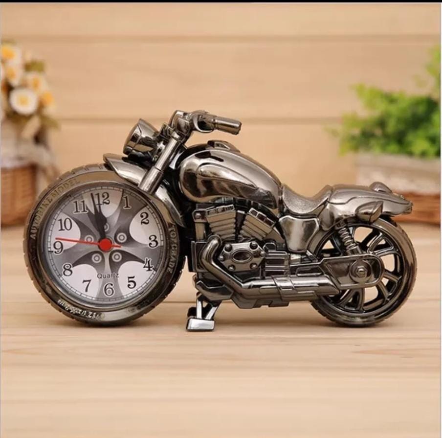 LUXURY Retro Motorcycle Alarm Clock Vintage Metal Desk Clock, Retro Motorcycle Art Decor Clock, Unique Table Timepiece for Desktop Decoration