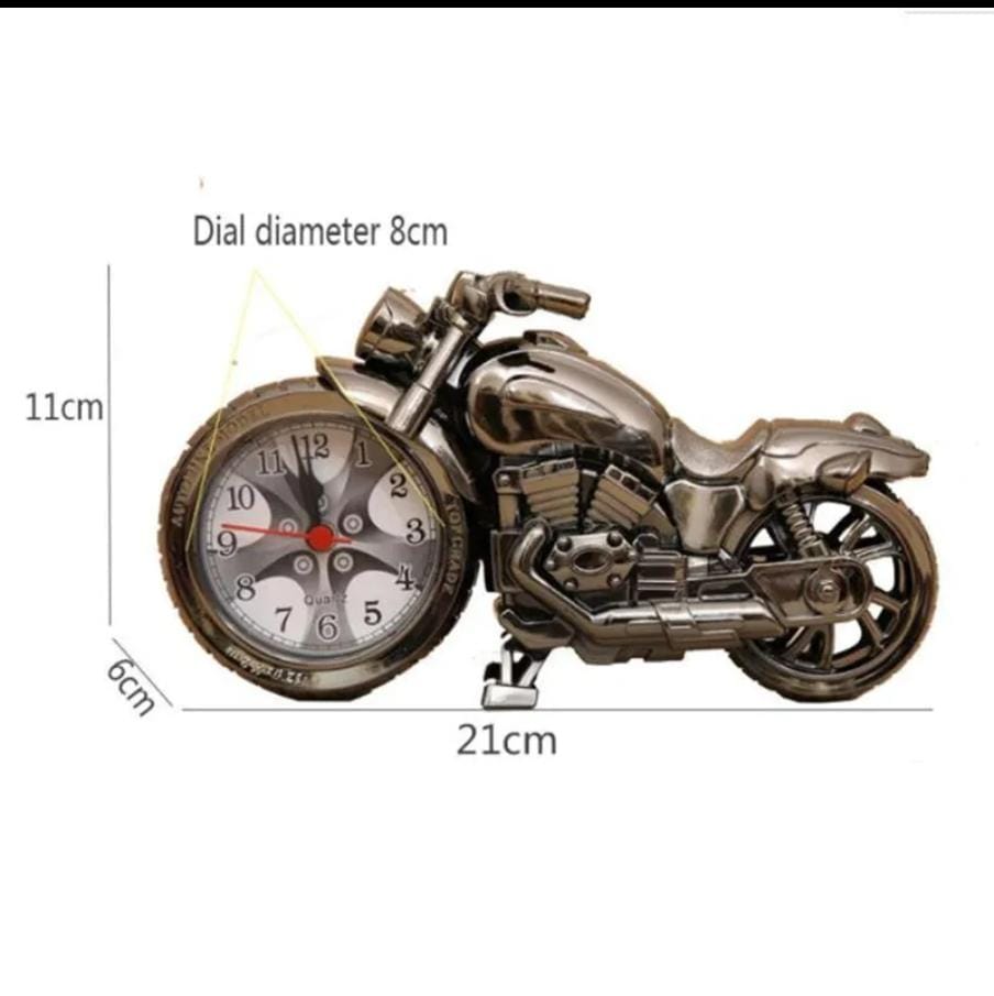 LUXURY Retro Motorcycle Alarm Clock Vintage Metal Desk Clock, Retro Motorcycle Art Decor Clock, Unique Table Timepiece for Desktop Decoration