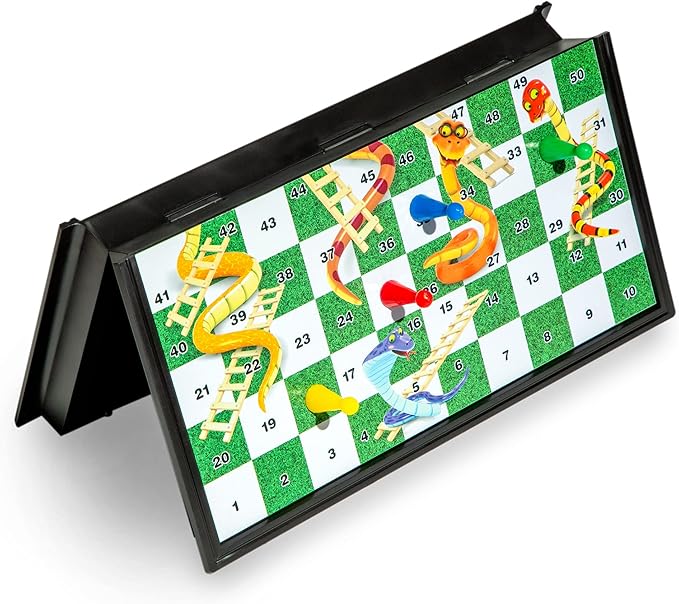 FOLDABLE Snakes & Ladders Board Game for Kids & Adults – Classic Family Game for 2–6 Players