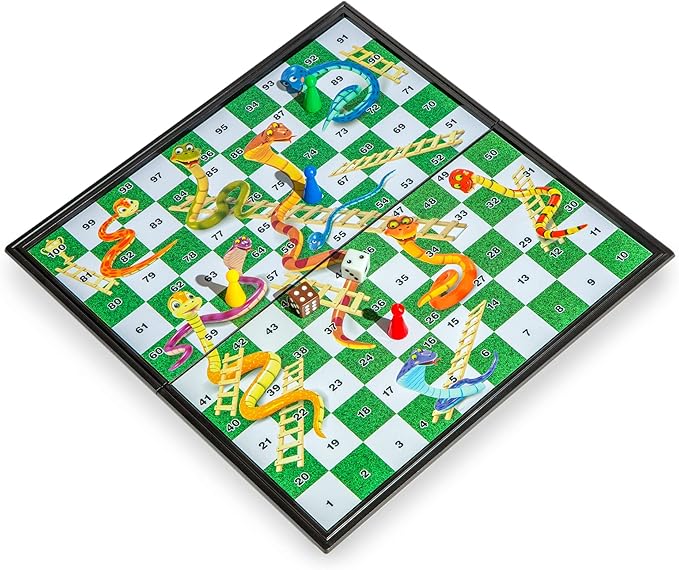 FOLDABLE Snakes & Ladders Board Game for Kids & Adults – Classic Family Game for 2–6 Players