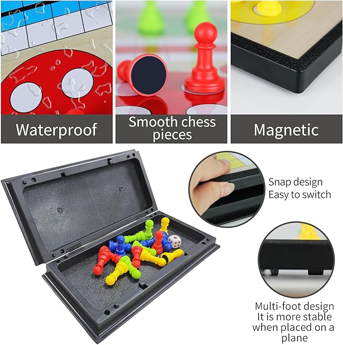 PREMIUM Ludo Travel Board Game Set, Folding Design and Light-Weight, Gift for Kids Toddlers and Adults