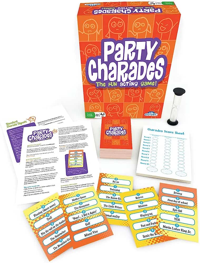 PREMIUM Party Charades Game Family-Friendly Fun with 500 Charades Cards and Timer - Group Game Night Essential, Ages 10 and up