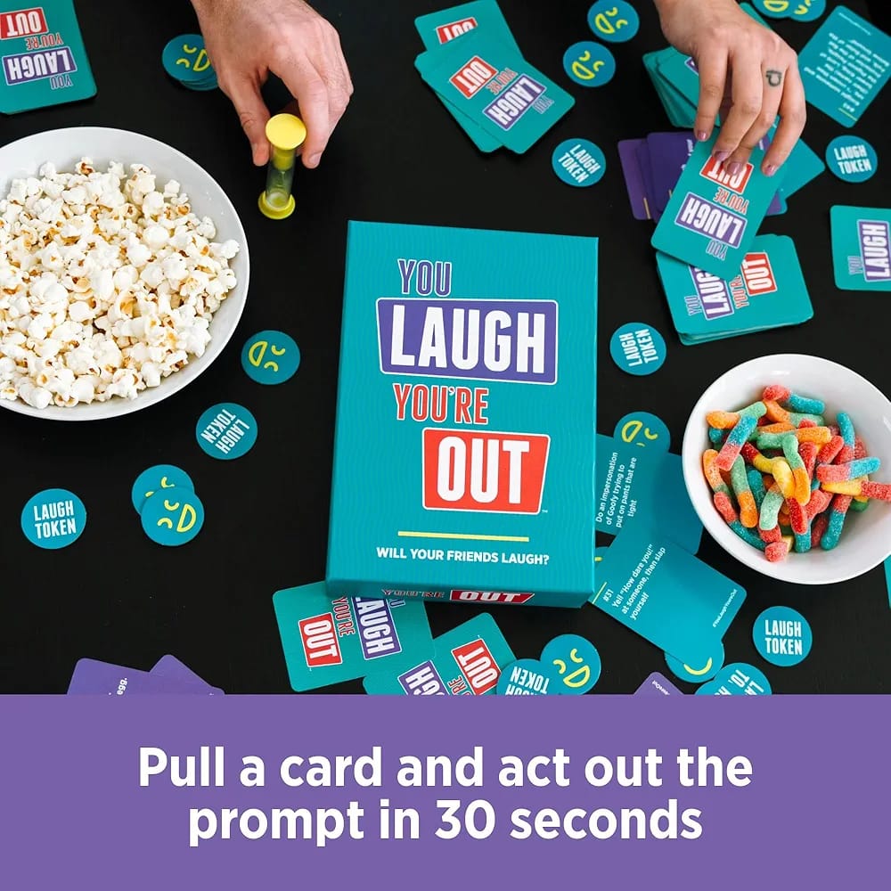 FUN You Laugh, You’re Out Game [Try Not to Laugh Family Card Game for Adults & Teens | White Elephant Gift for Adults | Fun Cards for Family Game Nights