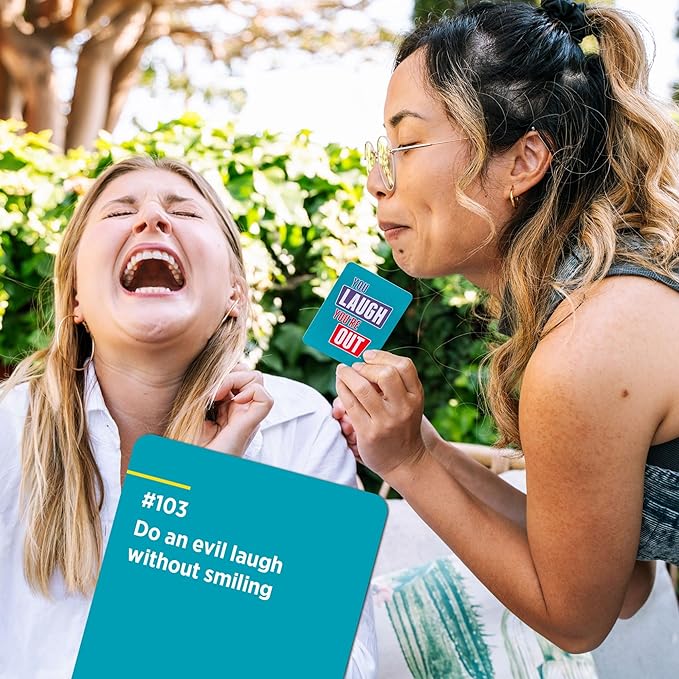 FUN You Laugh, You’re Out Game [Try Not to Laugh Family Card Game for Adults & Teens | White Elephant Gift for Adults | Fun Cards for Family Game Nights