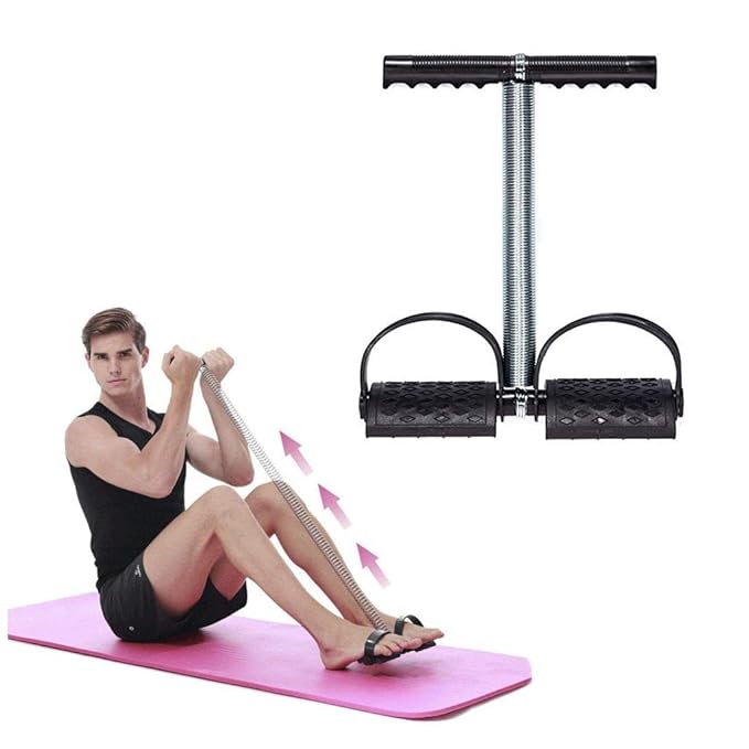 PREMIUM Tummy Trimmer Elastic Sit Up Pull Rope Abdominal Fitness Exerciser Sport Workout Equipment with Anti-Slip Foot Pedal