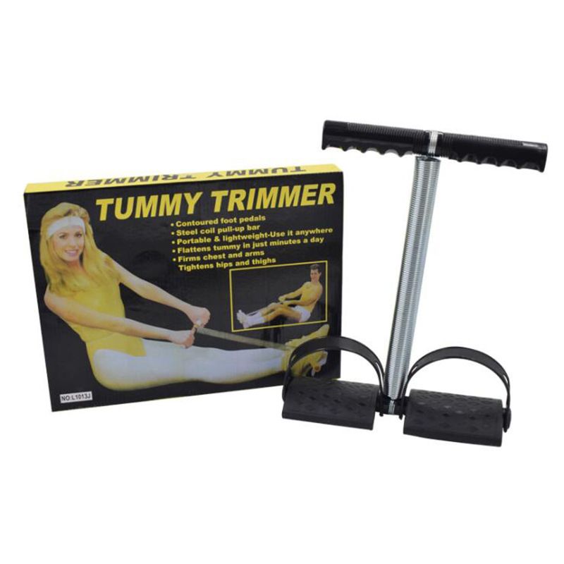 PREMIUM Tummy Trimmer Elastic Sit Up Pull Rope Abdominal Fitness Exerciser Sport Workout Equipment with Anti-Slip Foot Pedal