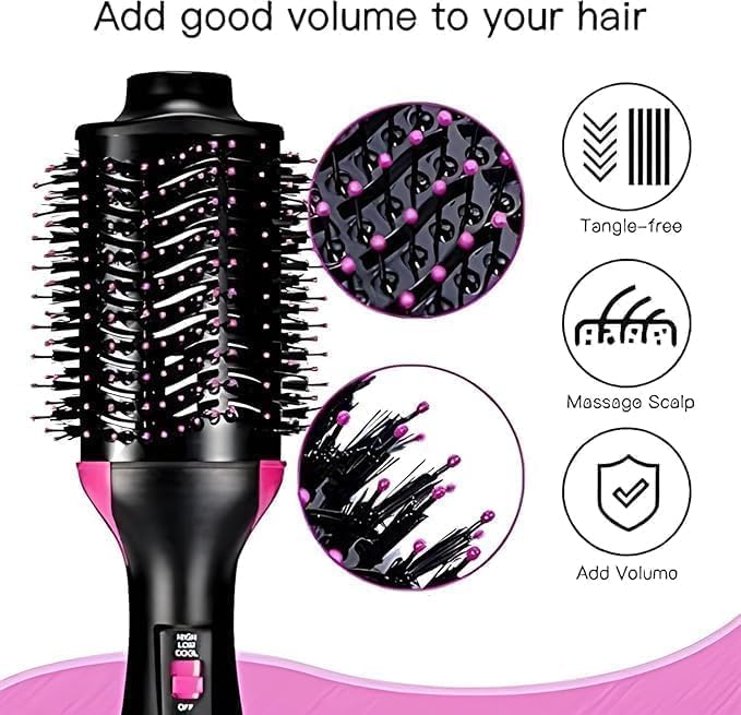 PREMIUM Electric Hair Straightener Brush Hair Dryer 3in1 Brush One-Step Blow Dryer Brush for Styling and Frizz Control,Negative Ionic Hot Air Brush Volumizer