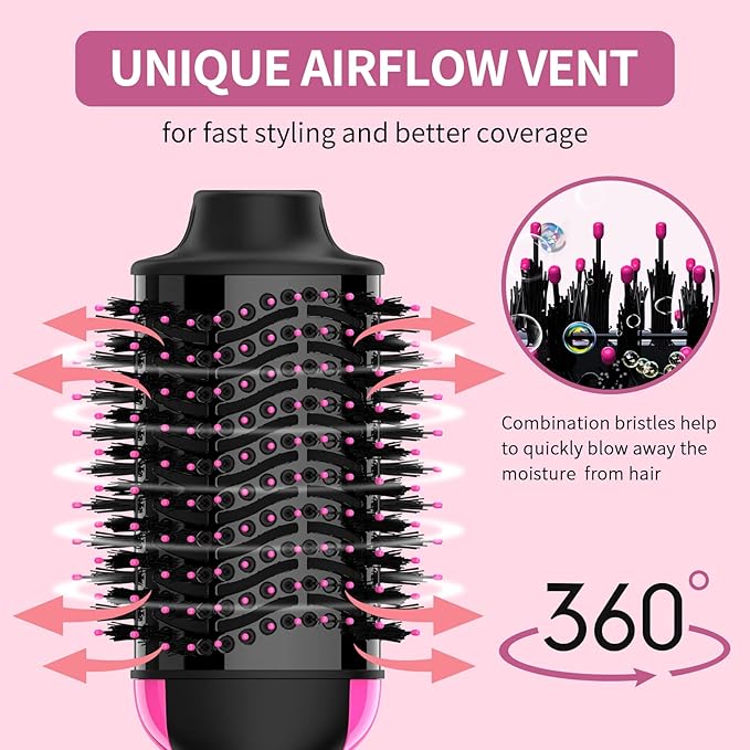 PREMIUM Electric Hair Straightener Brush Hair Dryer 3in1 Brush One-Step Blow Dryer Brush for Styling and Frizz Control,Negative Ionic Hot Air Brush Volumizer