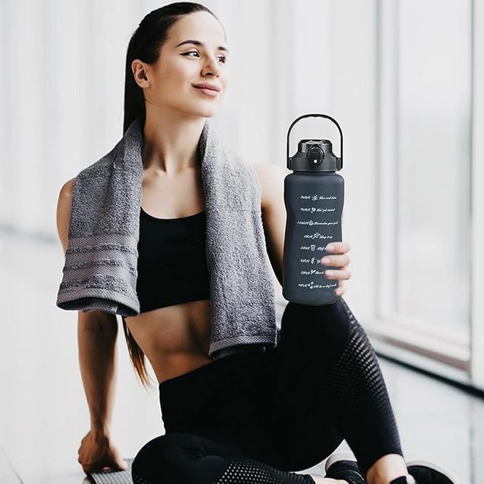 PREMIUM 3 in 1 Water Bottles Set of 3 Water Bottle 2000ML, 900ML, 300ML with Motivational Time Marker, Leakproof Durable Sipper Water bottle for Office, School, Gym