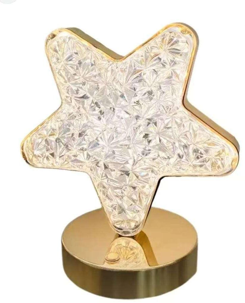 Star, Moon, Round USB Charging 3Modes Colour Change Table Lamp  USB Rechargeable Decorative Crystal Lamp Acrylic Transperent Diamond Cut Desk Lamp Touch Control 3 Brightness Mode Dining Lamp