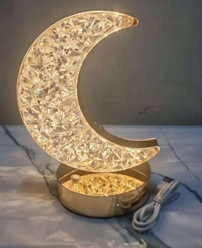 Star, Moon, Round USB Charging 3Modes Colour Change Table Lamp  USB Rechargeable Decorative Crystal Lamp Acrylic Transperent Diamond Cut Desk Lamp Touch Control 3 Brightness Mode Dining Lamp