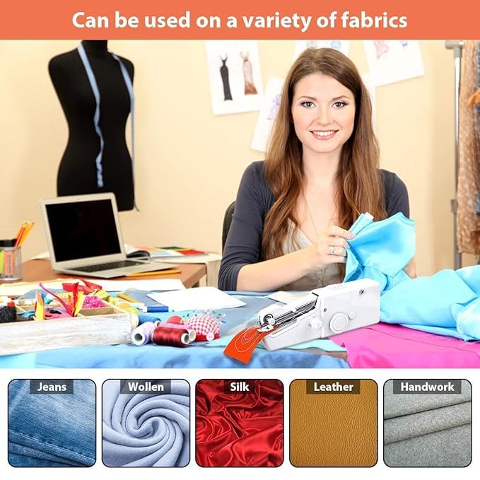 PREMIUM Hand Held Sewing Machine Mini Sewing Professional Cordless Sewing Handheld Electric Household Tool - Quick Stitch Tool for Fabric, Clothing, or Kids Cloth Home Travel Use