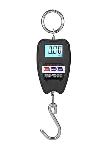 PREMIUM 200kgs Mini Crane Scale Digital Crane Scale 200kg Hanging Scale, Digital Kitchen Scale, Backlit Pocket Scales for Fishing, with Precise Sensors, Portable Mini Crane Weighing Scale